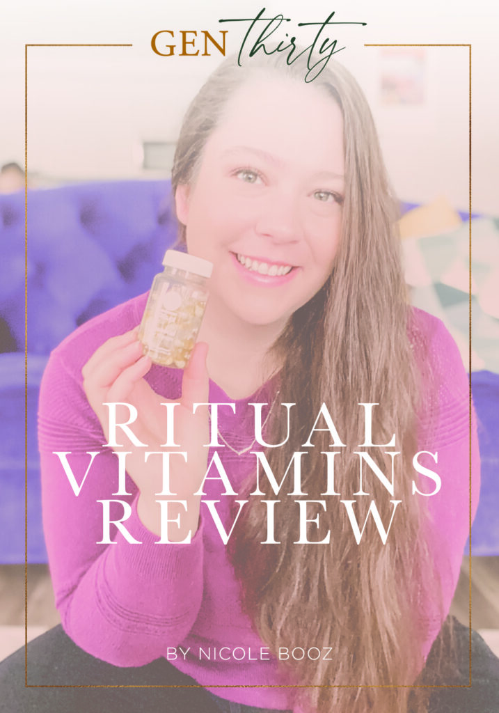ritual vitamins review title image - brunette holding a ritual vitamins botle
