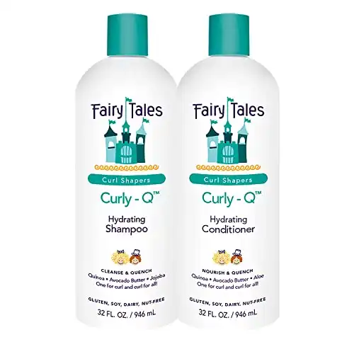 Fairy Tales Curly Q Daily Kids Shampoo and Conditioner for Curly Hair - Hydrating Kids Shampoo and Conditioner Set for all Types of Curls Including Multi Cultural Hair - Paraben Free, Sulfate Free, Gl...