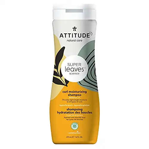 ATTITUDE Curl Moisturizing Shampoo for Wavy and Curly Hair, EWG Verified, Plant- and Mineral-Based Ingredients, Vegan and Cruelty-free, Moringa Oil, 16 Fl Oz